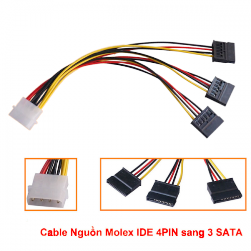 Cáp Nguồn Molex Ide 4 Pin sang 3 Sata