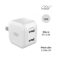 Sạc 2 Cổng 12W Innostyle Minigo 2 Tích Hợp Smart AI Charging